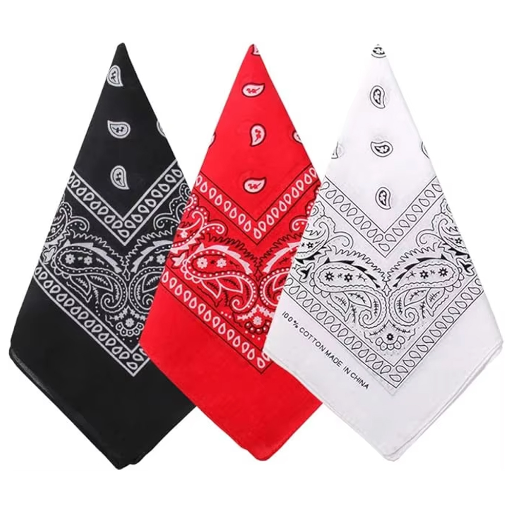 Bandana Blank White - Hip-Hop-Cowboy-Paisley-Schal, großes Bandana-Kopftuch, quadratischer Schal für