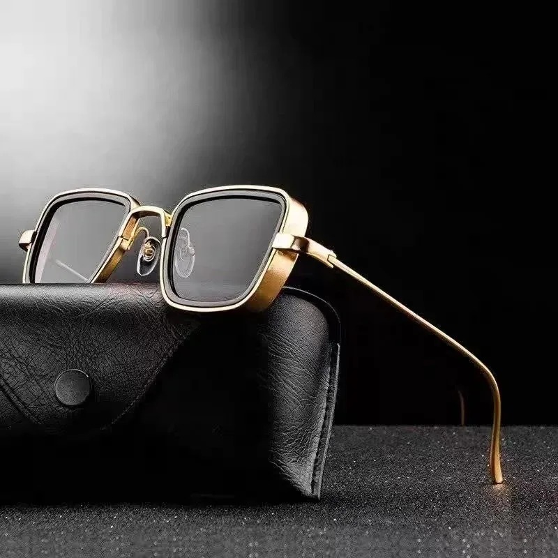 Metal Photo Panel - Neue Punk-Sonnenbrille mit hochwertigem Metallrahmen, rechteckige