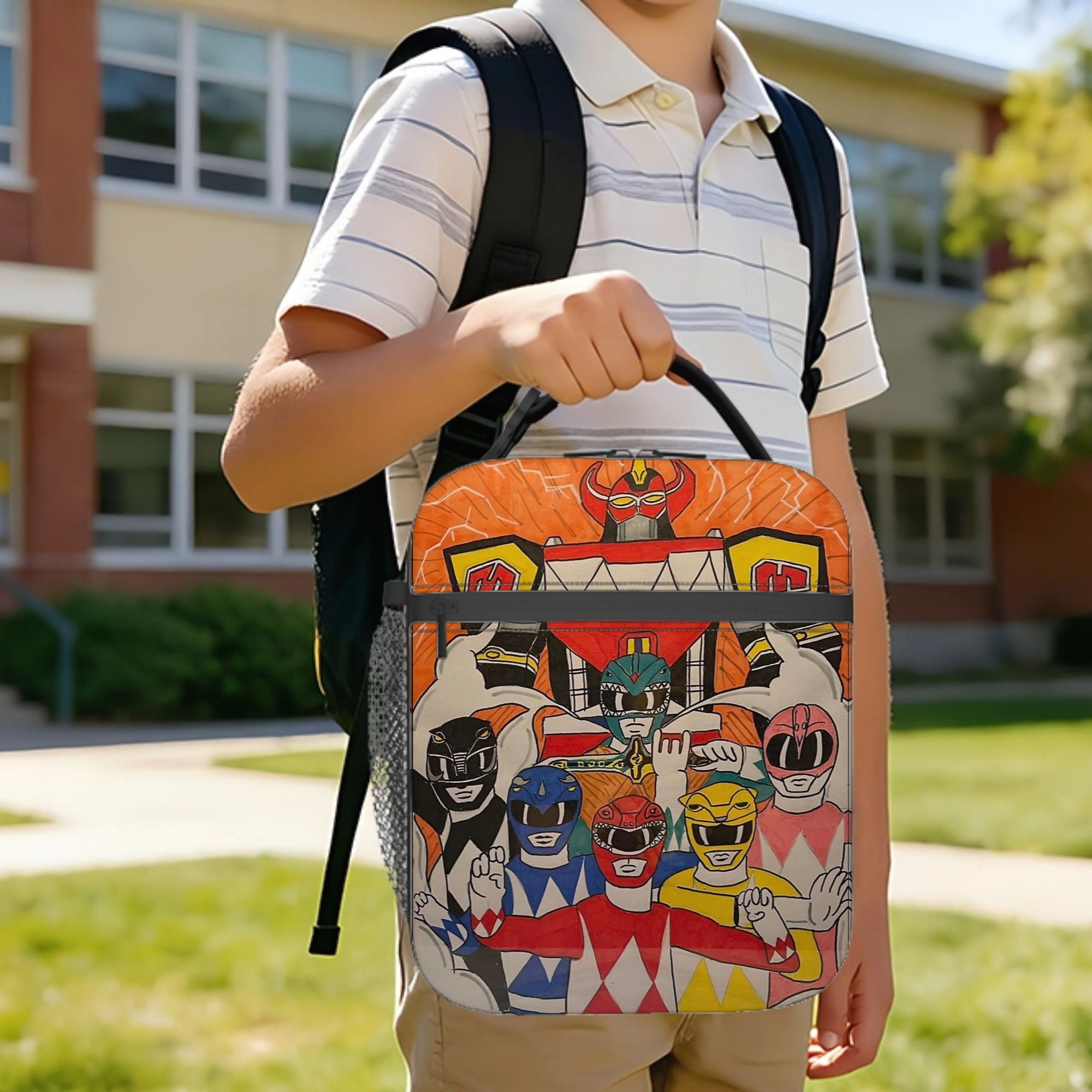 Tote Bag Sublimation - Isolierte Lunchtasche mit Power Rangers- und